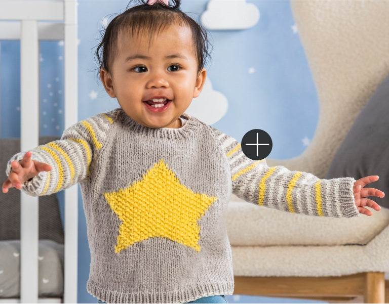 Intermediate Bernat Star Knit Baby Pullover