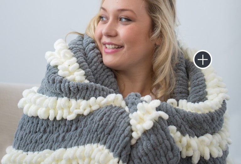 Bernat Blanket-EZ Loopy Stripe Blanket