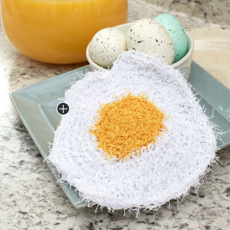 Easy Fried Egg Crochet Scrubby