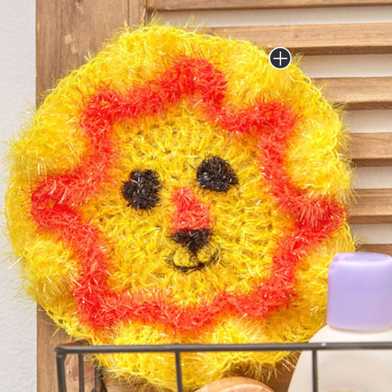 Easy Crochet Friendly Lion Face Scrubby