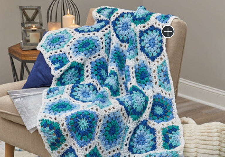 Experienced Crochet Hexagon Blues Throw