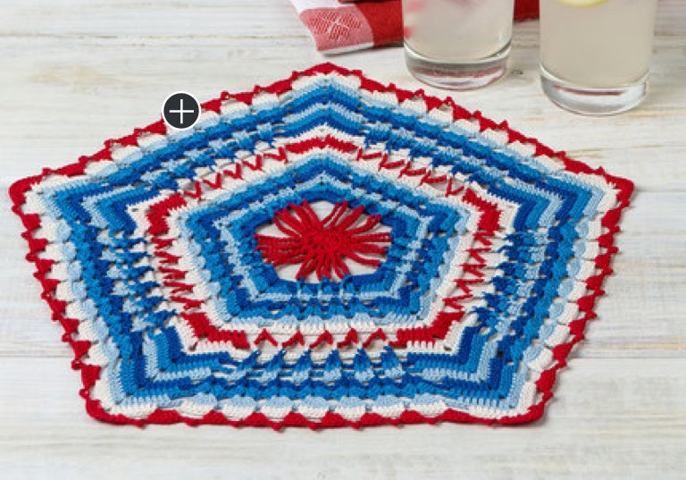 Intermediate Crochet Patriotic Pentagon Doily
