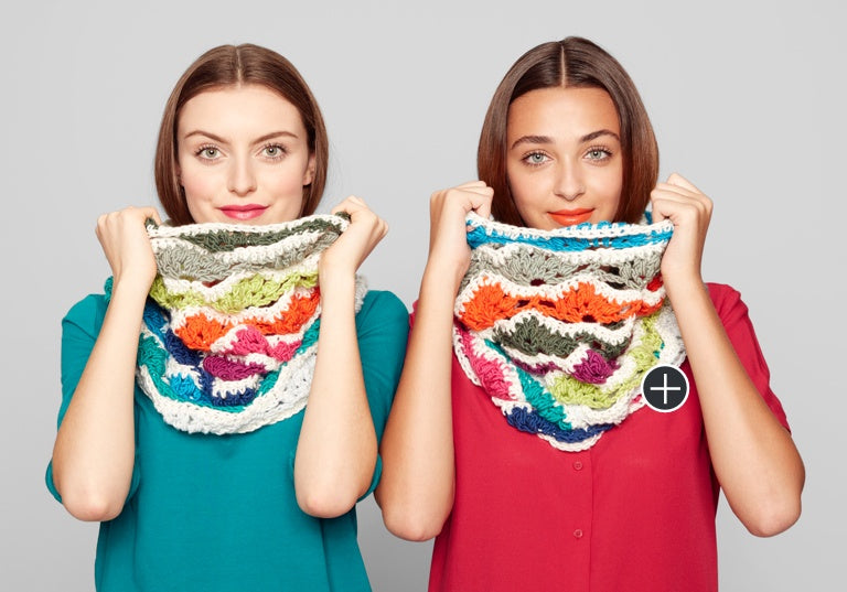 Intermediate Rainbow Chip Crochet Cowl