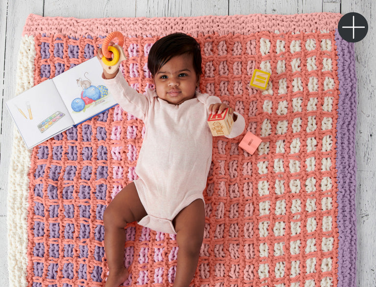 image of Bernat Knit Gridline Baby Blanket