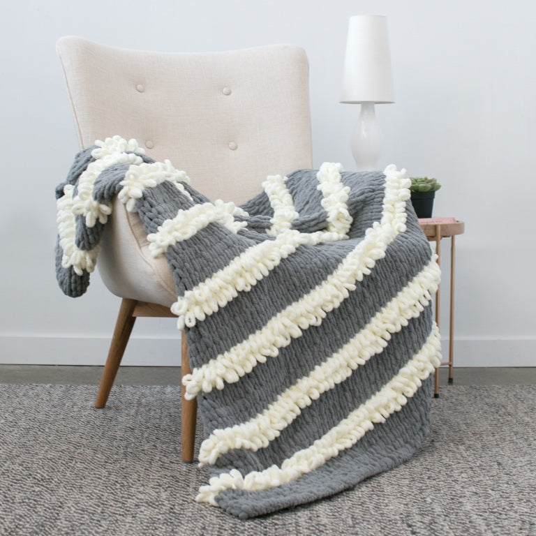 Bernat Blanket-EZ Loopy Stripe Blanket