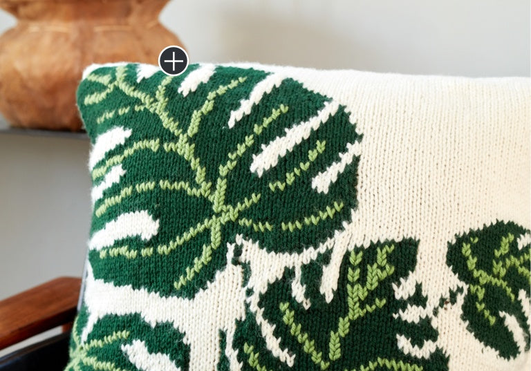 Tropical Leaf Knit Pillow