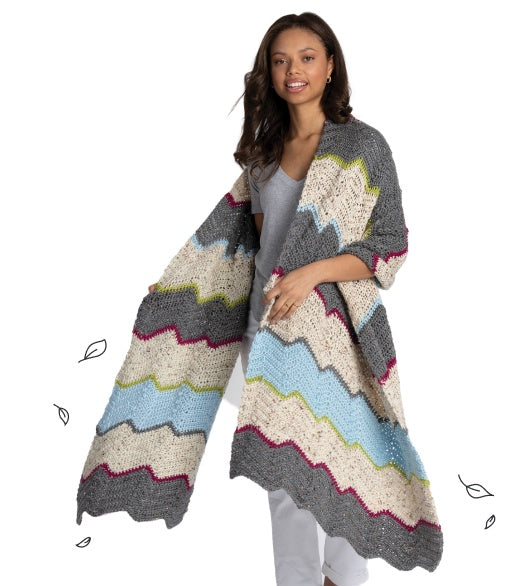 Caron leaning zizags crochet shawl