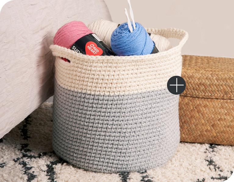 image of Red Heart Charming Color-block Crochet Baskets Blanket