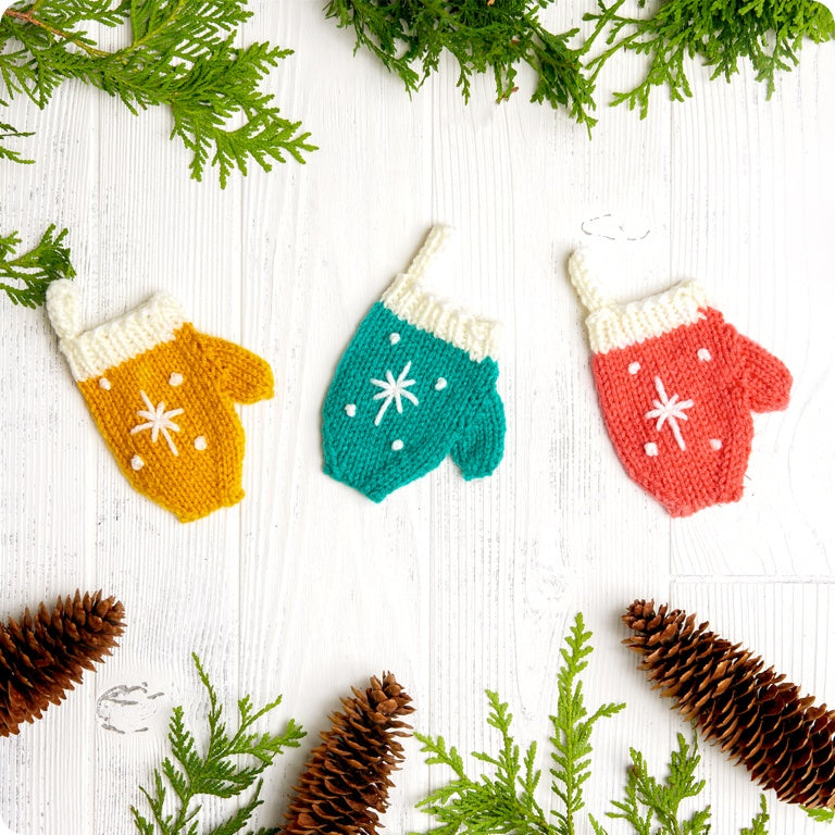 Easy Little Mitten Knit Ornaments