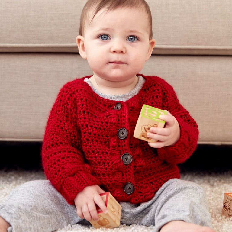 Intermediate Bobbly Baby Crochet Cardigan