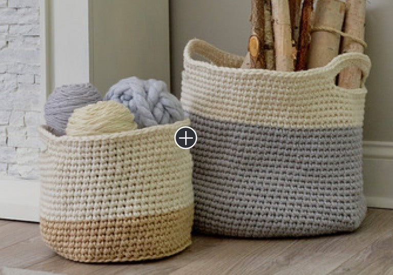 Easy Crochet Color-Block Baskets