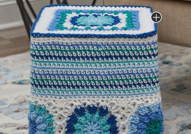 Experienced Knit Hexagon Blues Ottoman