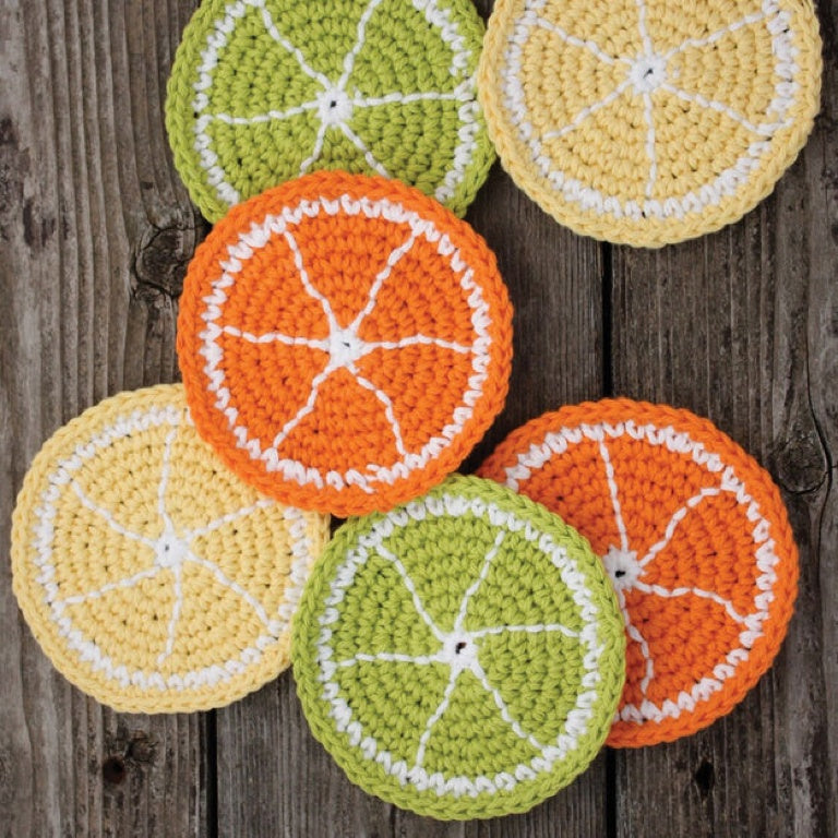 Beginner Crochet Citrus Slice Coasters