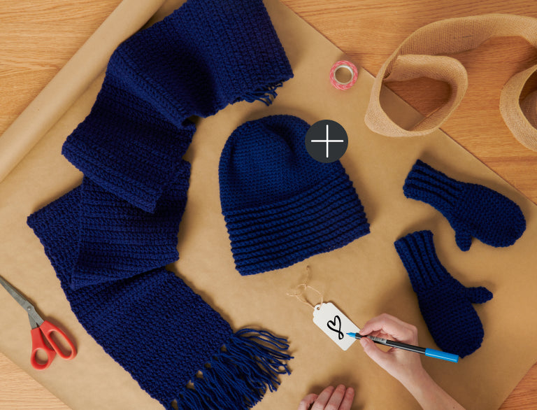 image of Caron Scrappy Knit Hat And Scarf Pattern