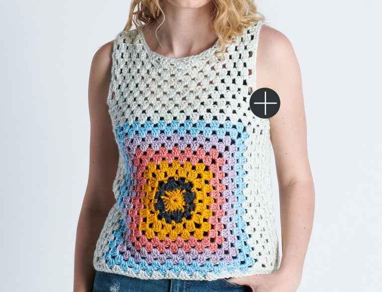 image of Caron Crochet Granny Tank Pattern