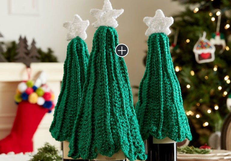 Easy Crochet Christmas Tree Bottle Topper