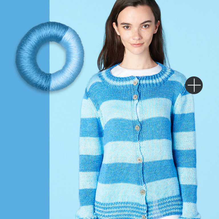 image of Caron Knit Go-to Striped Cardigan Pattern