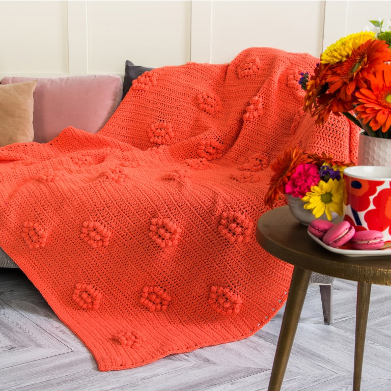 Caron popcorn blooms crochet blanket