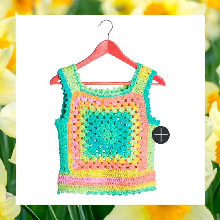 image of Red Heart Granny Square Retro Top Pattern