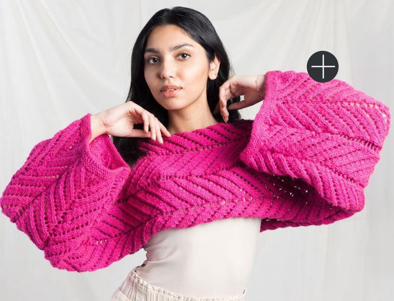 image of Red Heart Sunray Panels Knit Shrug Pattern
