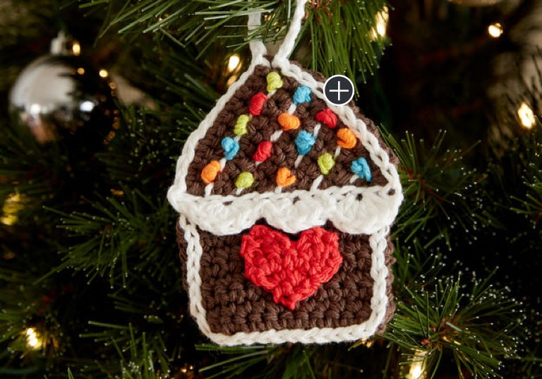 Easy Gingerbread House Crochet Ornaments