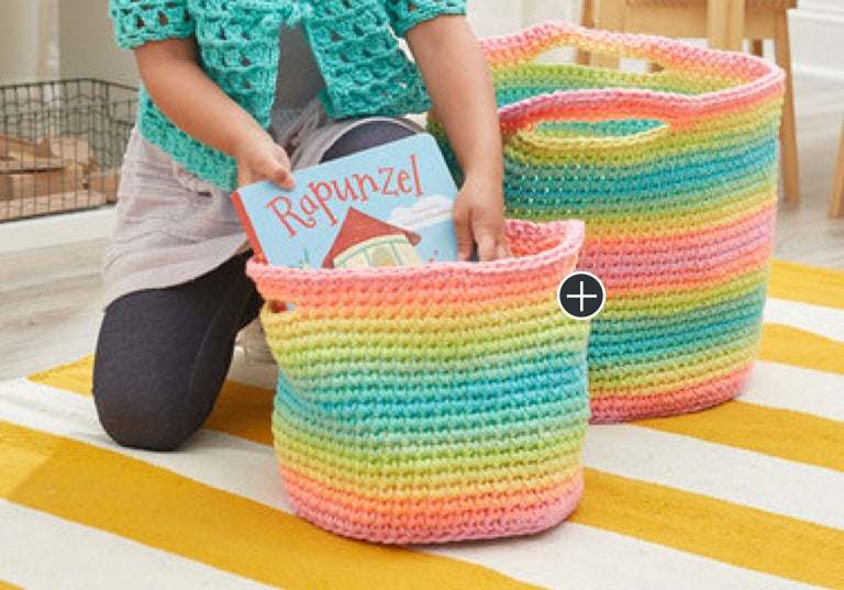 Easy Striping Fun Crochet Baskets