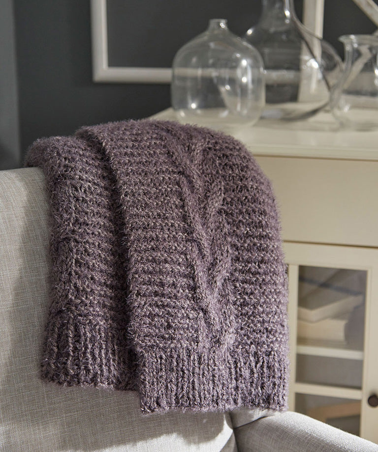 Braided Cable Knit Throw Free Knitting Pattern LW6022
