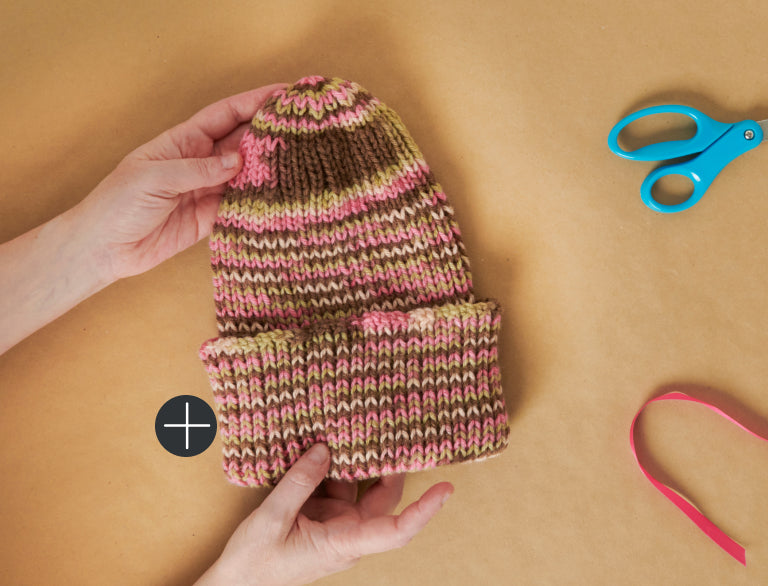 image of Red Heart Bottom Up Ribbed Beanie Pattern