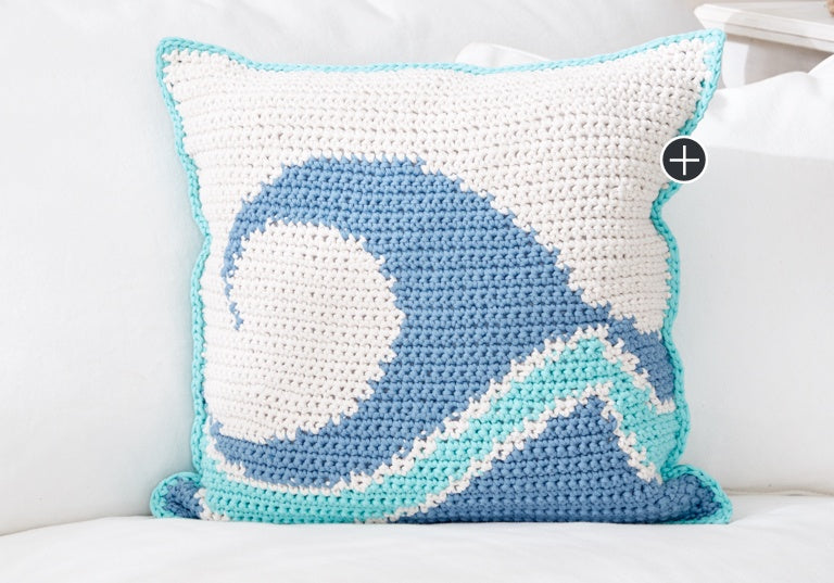 Intermediate Catch A Wave Crochet Pillow