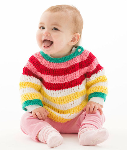 Colorful Striped Pullover Free Crochet Pattern LW5200