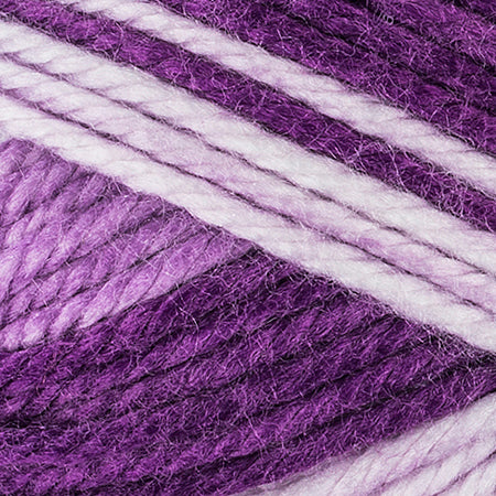 E857 Red Heart Soft Essentials Stripe yarn in 7955 Purple Reign Stripe
