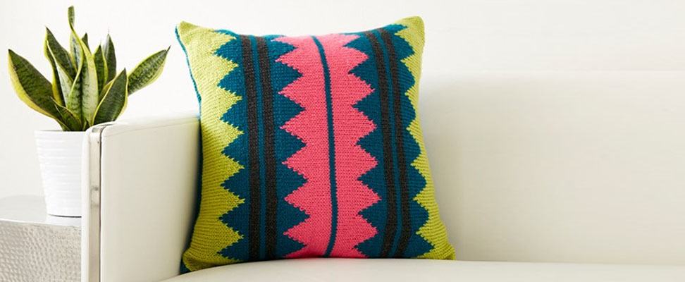 In Vivid Color Pillow in Caron Simply Soft yarn