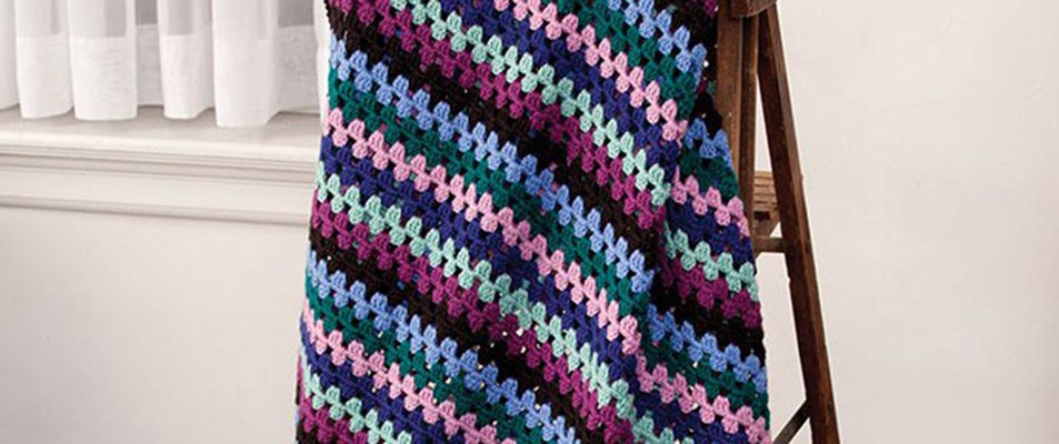 Jewel Tone Granny Stripes Afghan in Caron Simply Soft