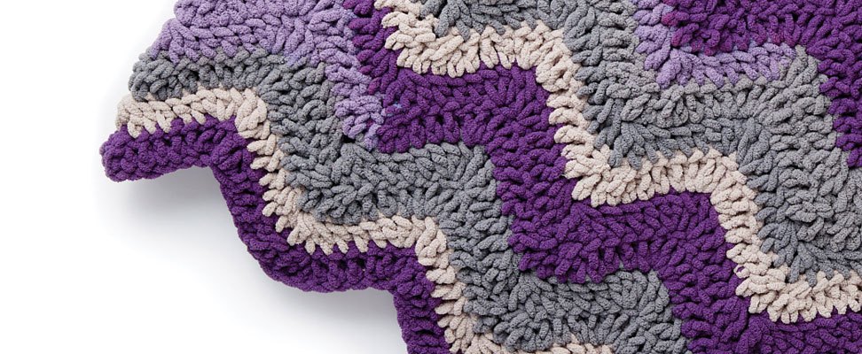 Chevron Crochet Blanket in Bernat Blanket Stripes, Eggplant