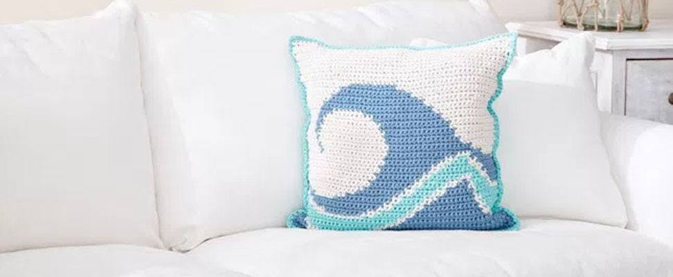 Catch a Wave Crochet Pillow in Bernat Maker Home Dec yarn