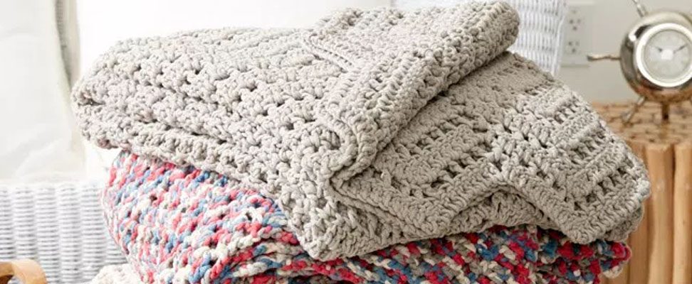 Ripples in the Sand Crochet Afghan in Bernat Maker Home Dec yarn