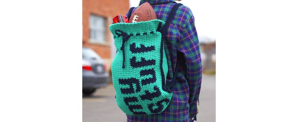 My Stuff Backpack in Lily Sugar'n Cream yarn