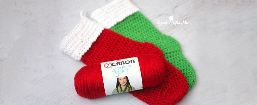 Caron Christmas Stocking in Caron Simply Soft yarn by RepeatCrafterMe