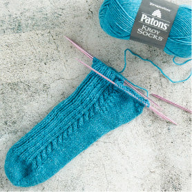 Patons Toe-up Cabled Knit Socks