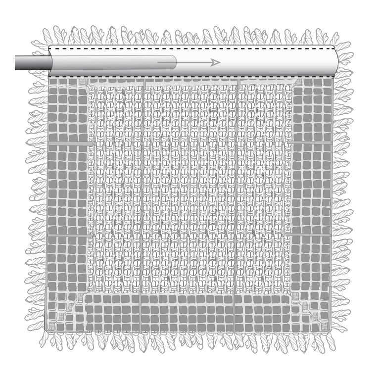 Stitch the rug binding in place, leaving both ends open so a dowel or rod can be inserted.