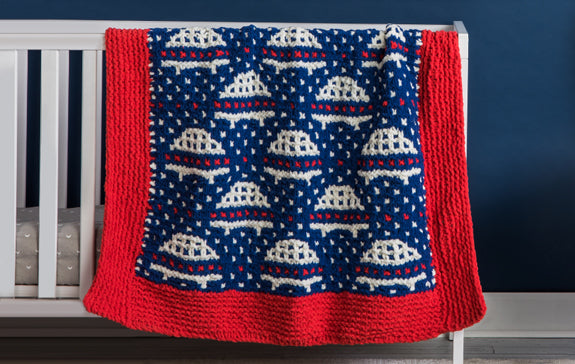 Bernat Knit Mosaic Simply Saucers Blanket