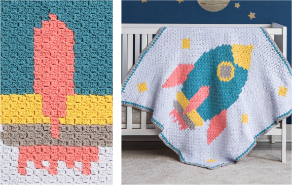 Bernat Rocketship Crochet Baby Blanket