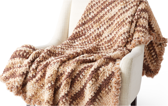 Bernat Fur Trimmed C2C crochet Blanket
