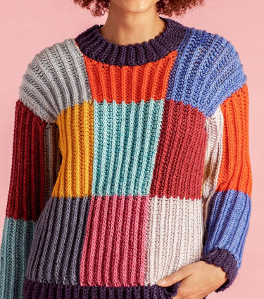 Caron Boxy Checks Crochet Sweater pattern