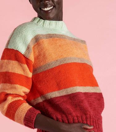 Caron The Right Stripe Knit Sweater pattern