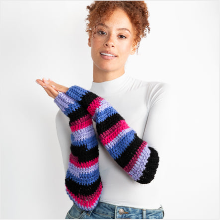 Stripy Sleeves Crochet Arm Warmersg