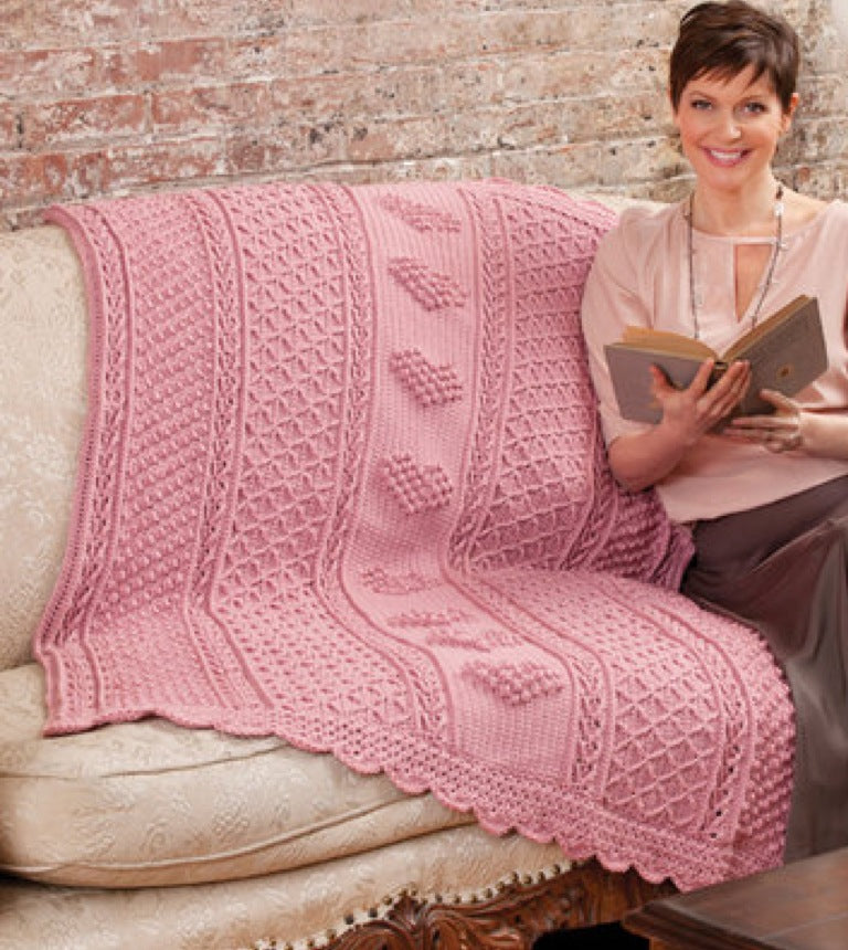 Intermediate Aran Hearts Throw