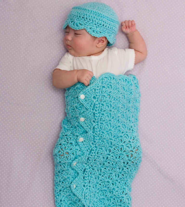 Intermediate Button-Up Baby Crochet Cocoon and Hat