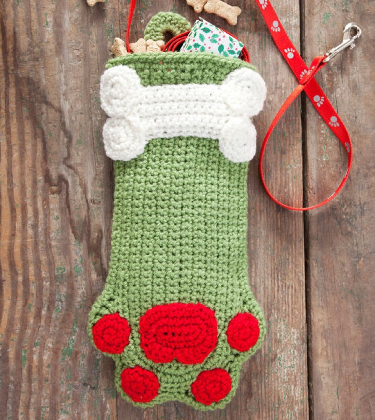Easy Dog Paws Crochet Christmas Stocking