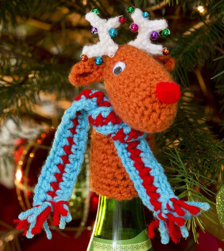 Easy Fa-La-La-La Crochet Reindeer Bottle Top